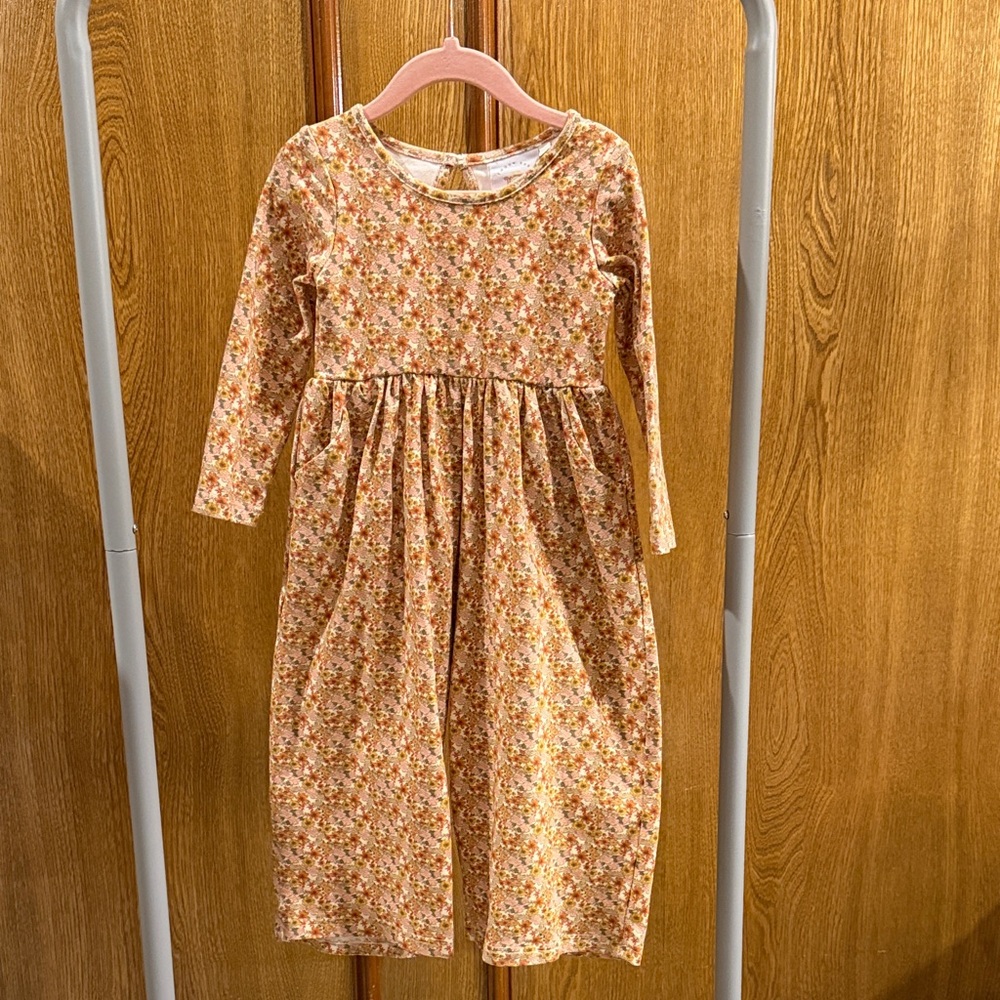 Swoon Boutique Floral Kids Jumpsuit - Orange